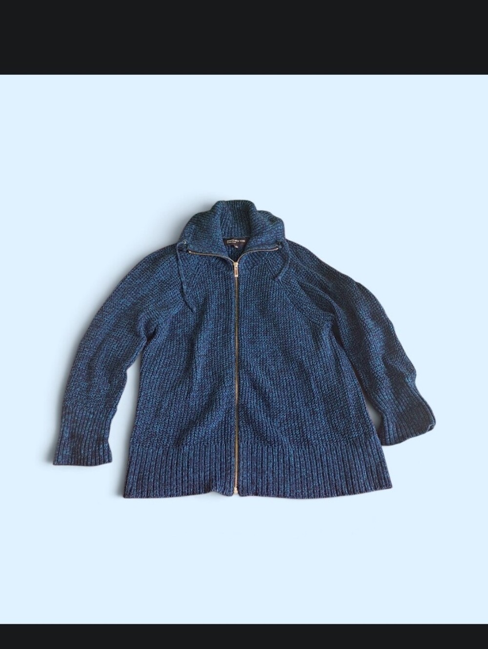 Jones New York Blue Zip-Front Knit Cardigan 🦚